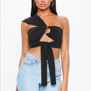 Missguided ring detail tie front bralet